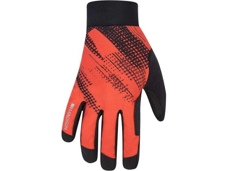 MADISON Clothing Flux Waterproof Trail Gloves, magma red perforated bolts click to zoom image