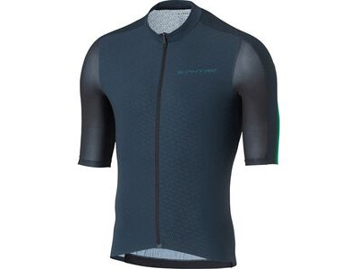 SHIMANO Men's, S-PHYRE FLASH Short Sleeve Jersey, Black/Green