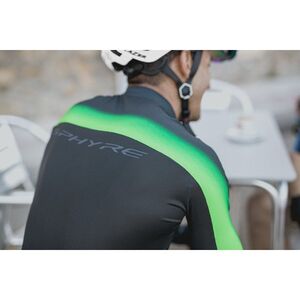 SHIMANO Men's, S-PHYRE FLASH Short Sleeve Jersey, Black/Green click to zoom image