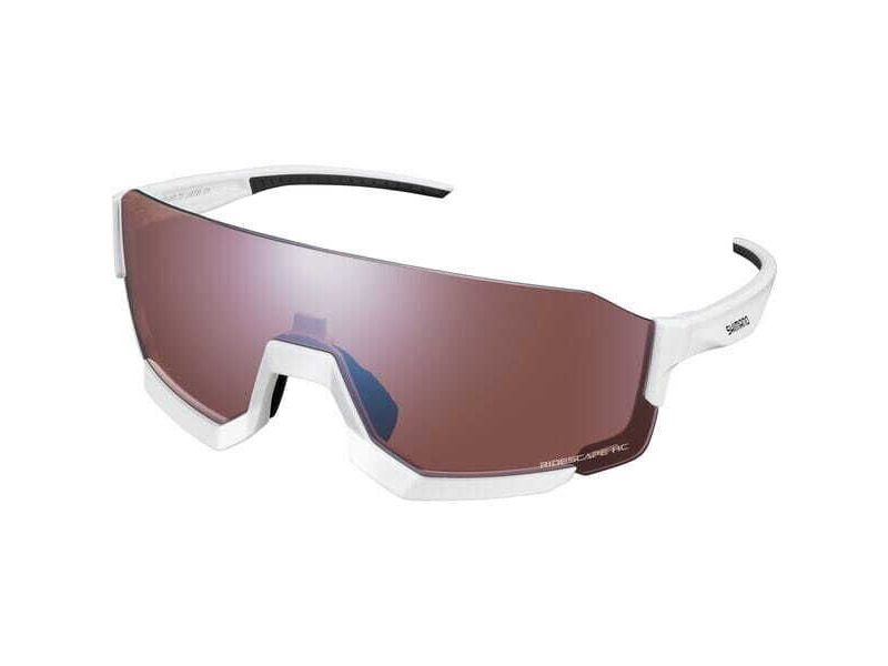 SHIMANO Aerolite Glasses, Metallic White, RideScape Road Lens click to zoom image