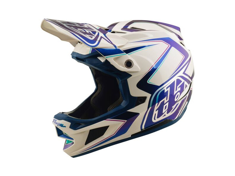 TROY LEE DESIGNS D4 Composite MIPS Helmet Flared - White/Indigo click to zoom image