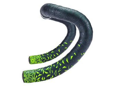 SUPACAZ Sticky Kush Star Fade Bar Tape Neon Yellow + Ano Black Plugs